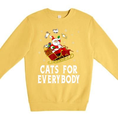 Cats For Everybody Christmas Cat Funny Xmas Women Santa Premium Crewneck Sweatshirt