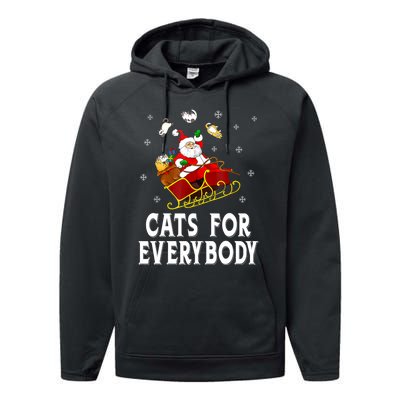 Cats For Everybody Christmas Cat Funny Xmas Women Santa Performance Fleece Hoodie