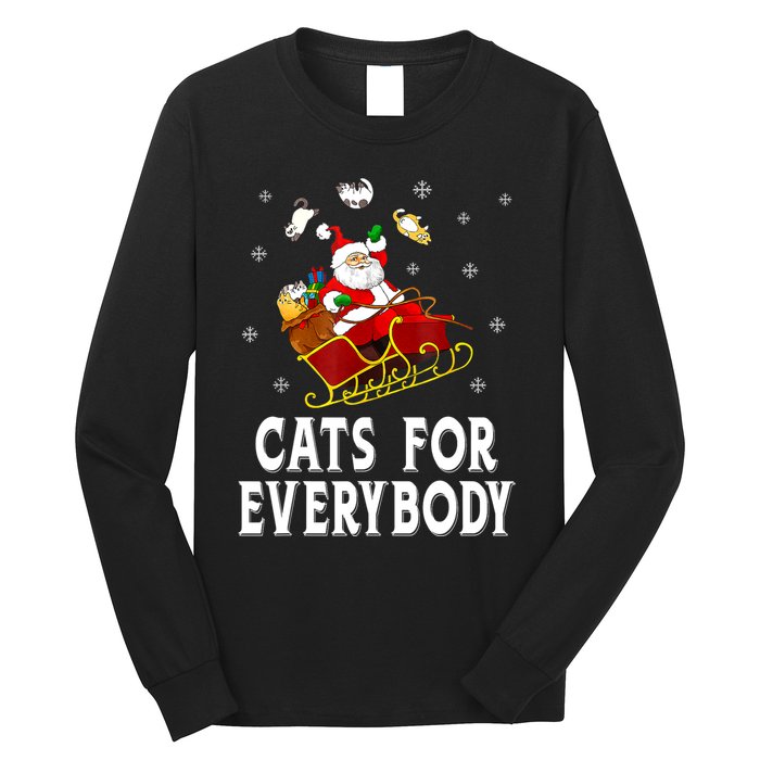 Cats For Everybody Christmas Cat Funny Xmas Women Santa Long Sleeve Shirt