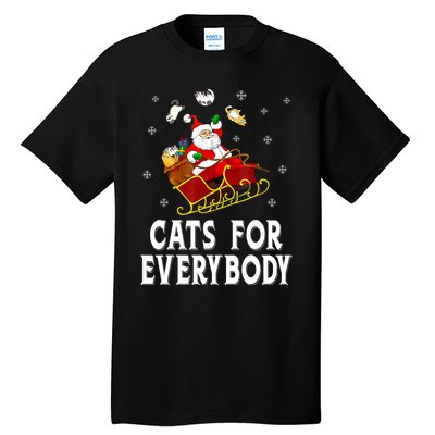 Cats For Everybody Christmas Cat Funny Xmas Women Santa Tall T-Shirt