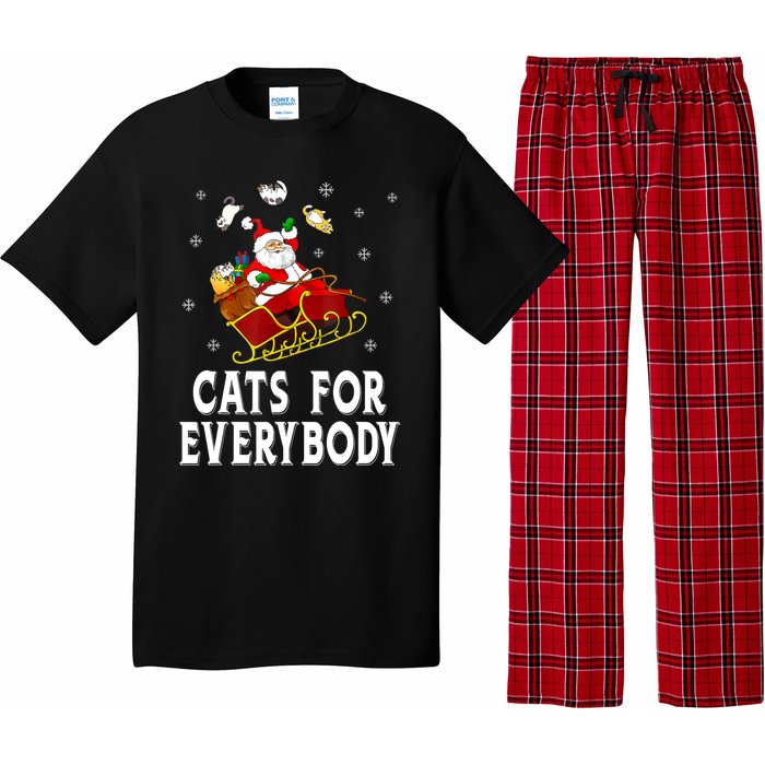 Cats For Everybody Christmas Cat Funny Xmas Women Santa Pajama Set