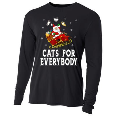 Cats For Everybody Christmas Cat Funny Xmas Women Santa Cooling Performance Long Sleeve Crew