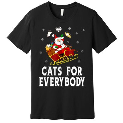 Cats For Everybody Christmas Cat Funny Xmas Women Santa Premium T-Shirt