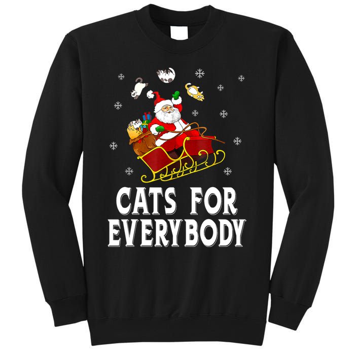 Cats For Everybody Christmas Cat Funny Xmas Women Santa Tall Sweatshirt