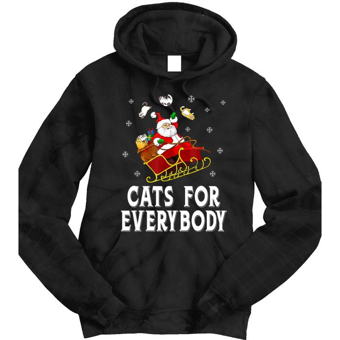 Cats For Everybody Christmas Cat Funny Xmas Women Santa Tie Dye Hoodie