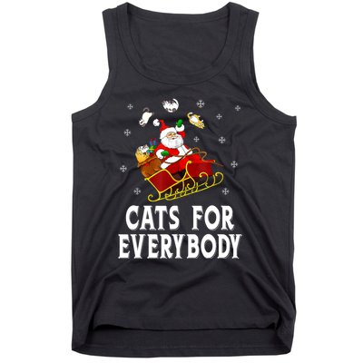 Cats For Everybody Christmas Cat Funny Xmas Women Santa Tank Top