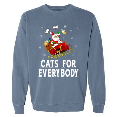 Cats For Everybody Christmas Cat Funny Xmas Women Santa Garment-Dyed Sweatshirt