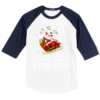 Cats For Everybody Christmas Cat Funny Xmas Women Santa Baseball Sleeve Shirt