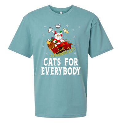 Cats For Everybody Christmas Cat Funny Xmas Women Santa Sueded Cloud Jersey T-Shirt