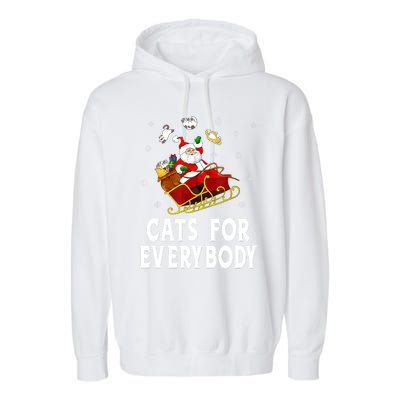 Cats For Everybody Christmas Cat Funny Xmas Women Santa Garment-Dyed Fleece Hoodie