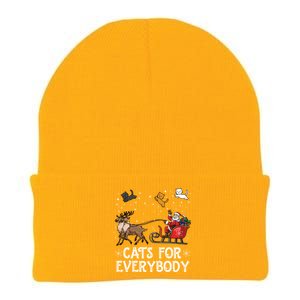 Cats For Everybody Christmas Cat Funny Xmas Santa Funny Gift Knit Cap Winter Beanie