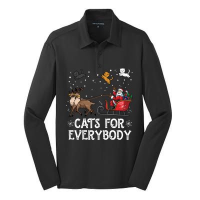 Cats For Everybody Christmas Cat Funny Xmas Santa Funny Gift Silk Touch Performance Long Sleeve Polo