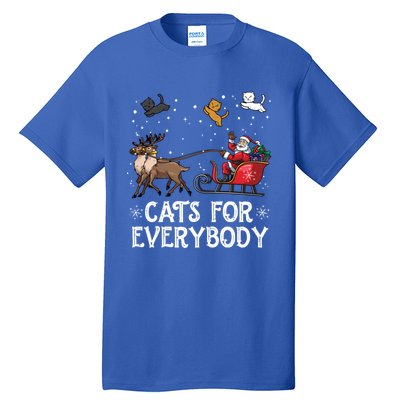 Cats For Everybody Christmas Cat Funny Xmas Santa Funny Gift Tall T-Shirt