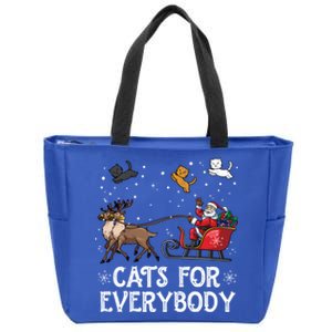 Cats For Everybody Christmas Cat Funny Xmas Santa Funny Gift Zip Tote Bag