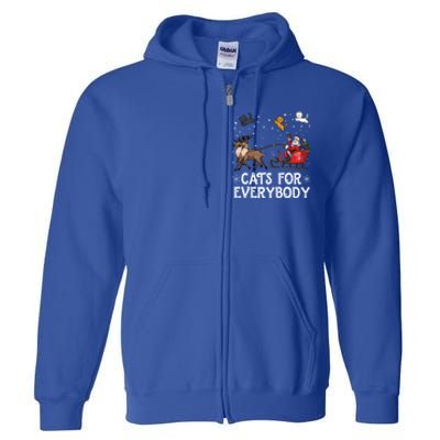 Cats For Everybody Christmas Cat Funny Xmas Santa Funny Gift Full Zip Hoodie