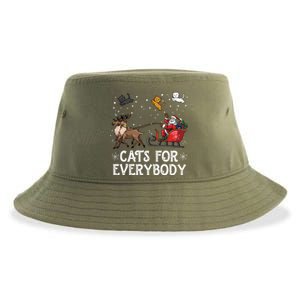 Cats For Everybody Christmas Cat Funny Xmas Santa Funny Gift Sustainable Bucket Hat