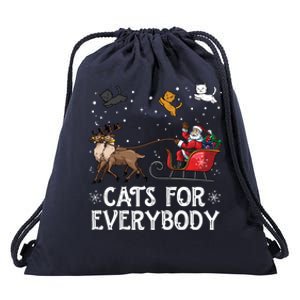 Cats For Everybody Christmas Cat Funny Xmas Santa Funny Gift Drawstring Bag