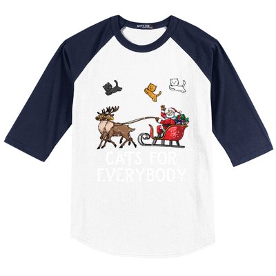 Cats For Everybody Christmas Cat Funny Xmas Santa Funny Gift Baseball Sleeve Shirt