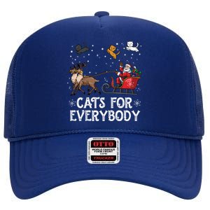 Cats For Everybody Christmas Cat Funny Xmas Santa Funny Gift High Crown Mesh Back Trucker Hat