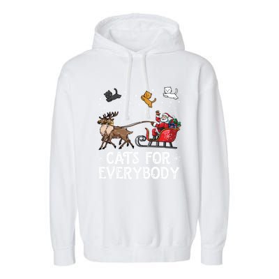 Cats For Everybody Christmas Cat Funny Xmas Santa Funny Gift Garment-Dyed Fleece Hoodie