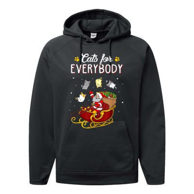 Cats For Everybody Ugly Christmas Cat Funny Xmas Performance Fleece Hoodie