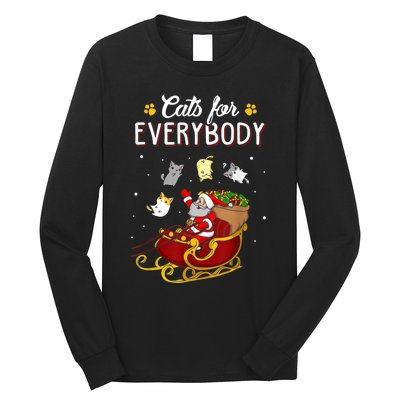 Cats For Everybody Ugly Christmas Cat Funny Xmas Long Sleeve Shirt