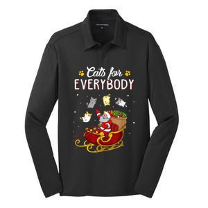 Cats For Everybody Ugly Christmas Cat Funny Xmas Silk Touch Performance Long Sleeve Polo