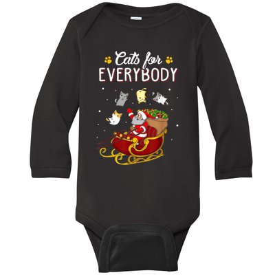 Cats For Everybody Ugly Christmas Cat Funny Xmas Baby Long Sleeve Bodysuit