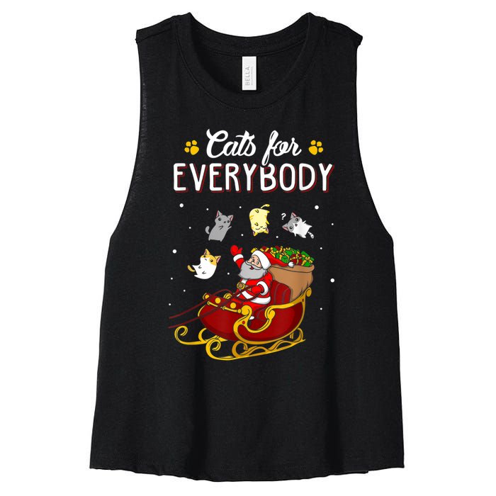 Cats For Everybody Ugly Christmas Cat Funny Xmas Women's Racerback Cropped Tank