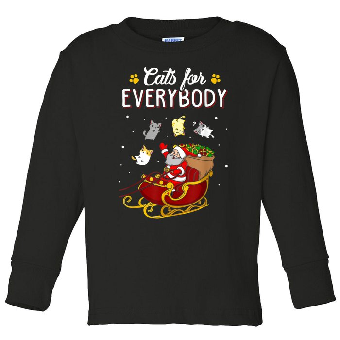 Cats For Everybody Ugly Christmas Cat Funny Xmas Toddler Long Sleeve Shirt