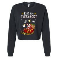 Cats For Everybody Ugly Christmas Cat Funny Xmas Cropped Pullover Crew