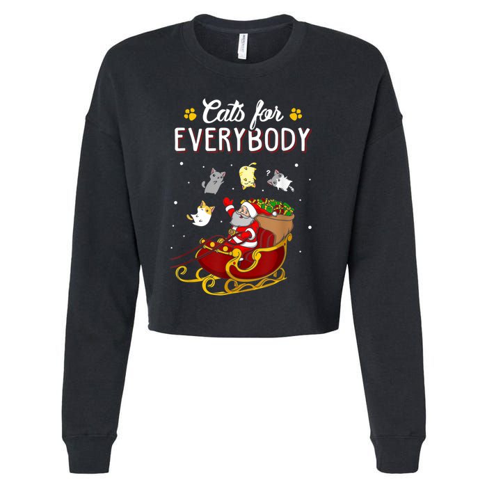 Cats For Everybody Ugly Christmas Cat Funny Xmas Cropped Pullover Crew