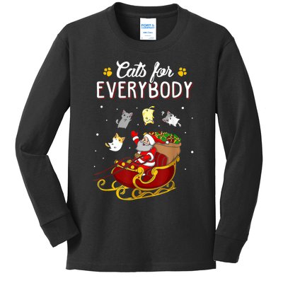 Cats For Everybody Ugly Christmas Cat Funny Xmas Kids Long Sleeve Shirt