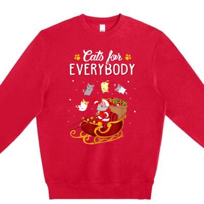 Cats For Everybody Ugly Christmas Cat Funny Xmas Premium Crewneck Sweatshirt