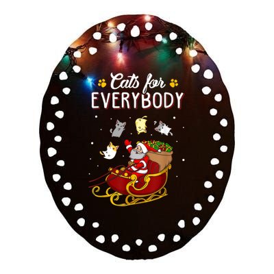 Cats For Everybody Ugly Christmas Cat Funny Xmas Ceramic Oval Ornament