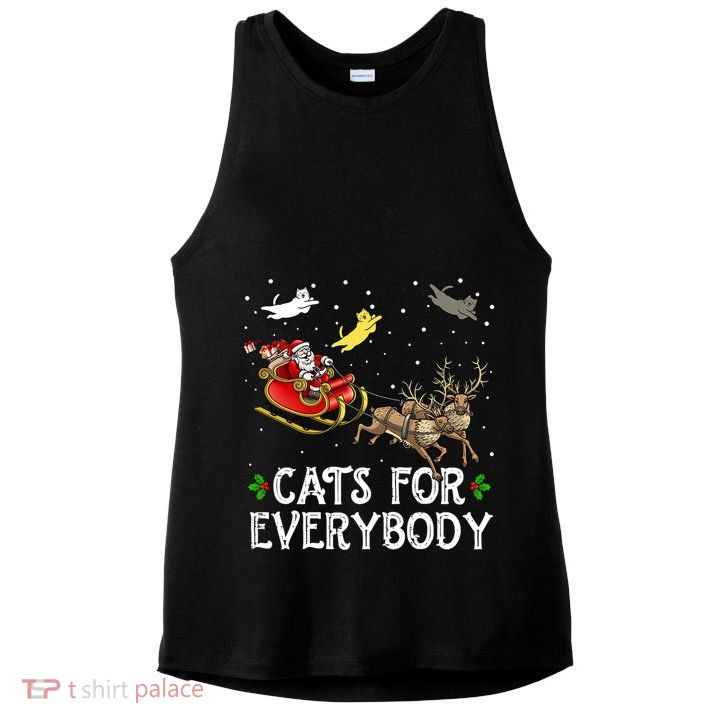 Cats For Everybody Christmas Cat Funny Xmas Santa Gift Ladies PosiCharge Tri-Blend Wicking Tank
