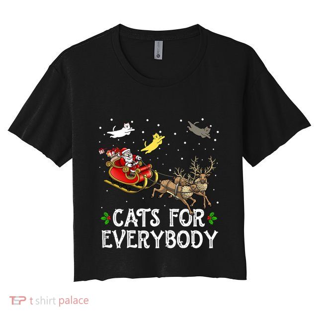Cats For Everybody Christmas Cat Funny Xmas Santa Gift Crop Top