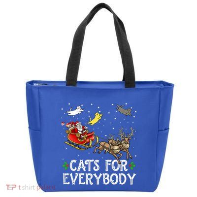 Cats For Everybody Christmas Cat Funny Xmas Santa Gift Zip Tote Bag