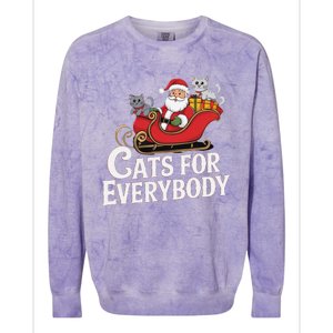 Cats For Everybody Christmas Funny Xmas Women Santa Colorblast Crewneck Sweatshirt