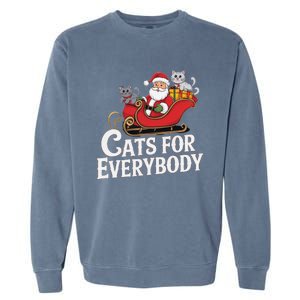 Cats For Everybody Christmas Funny Xmas Women Santa Garment-Dyed Sweatshirt