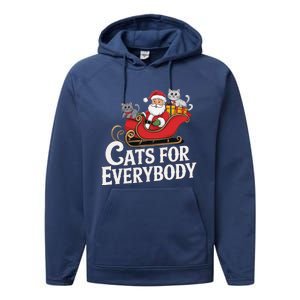 Cats For Everybody Christmas Funny Xmas Women Santa Performance Fleece Hoodie