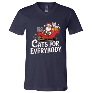 Cats For Everybody Christmas Funny Xmas Women Santa V-Neck T-Shirt