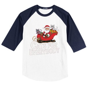 Cats For Everybody Christmas Funny Xmas Women Santa Baseball Sleeve Shirt