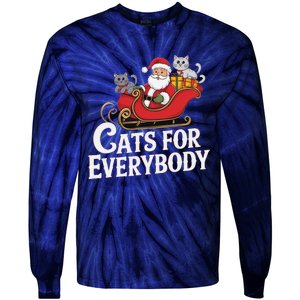 Cats For Everybody Christmas Funny Xmas Women Santa Tie-Dye Long Sleeve Shirt