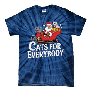 Cats For Everybody Christmas Funny Xmas Women Santa Tie-Dye T-Shirt