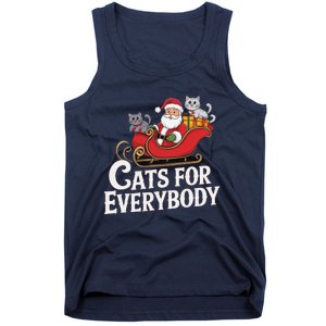 Cats For Everybody Christmas Funny Xmas Women Santa Tank Top