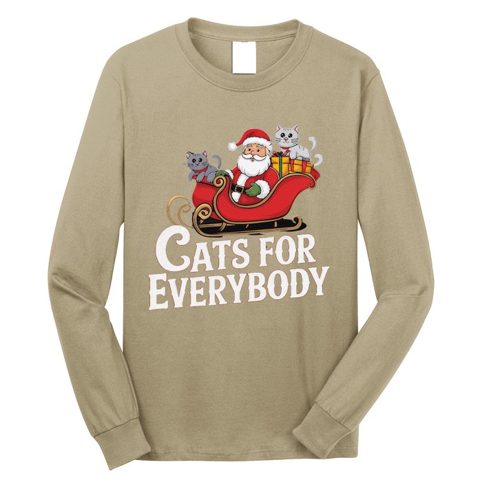 Cats For Everybody Christmas Funny Xmas Women Santa Long Sleeve Shirt