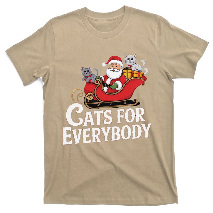 Cats For Everybody Christmas Funny Xmas Women Santa T-Shirt