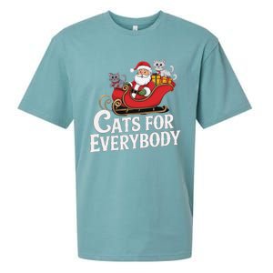 Cats For Everybody Christmas Funny Xmas Women Santa Sueded Cloud Jersey T-Shirt