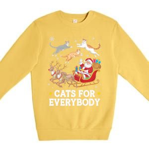 Cats For Everybody Christmas Funny Santa Cat Lover Xmas Gift Premium Crewneck Sweatshirt